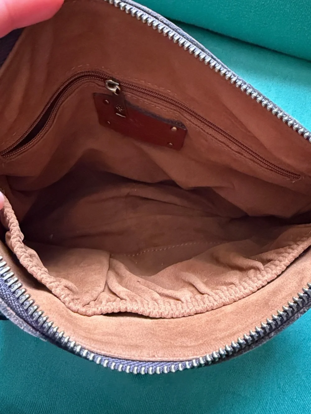 Patricia Nash Brown Plaid Wool & Chestnut Leather Messenger Bag